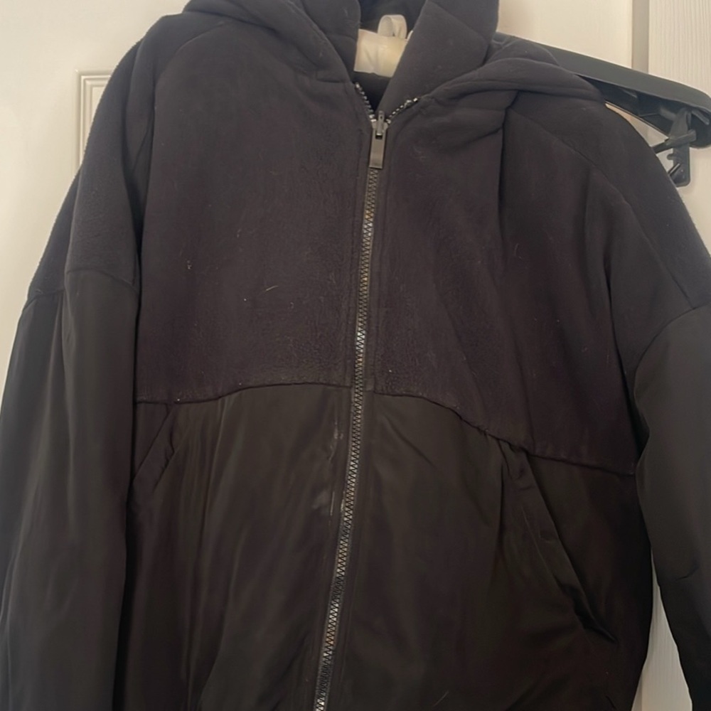 ALO Black Yoga Hooded Fleece Lined Jacket S
